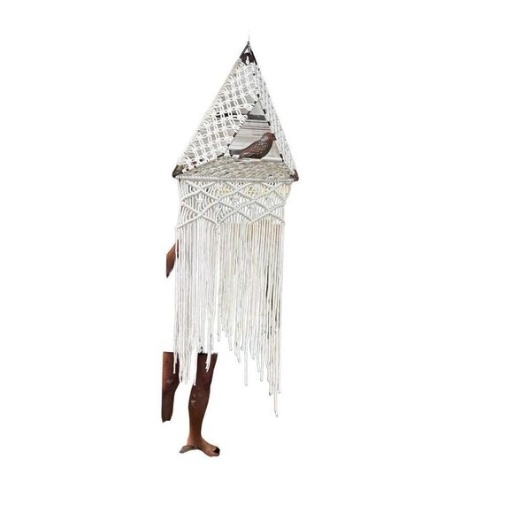 Macramé triangler bird hanging wall decor - Picture 7 of 8